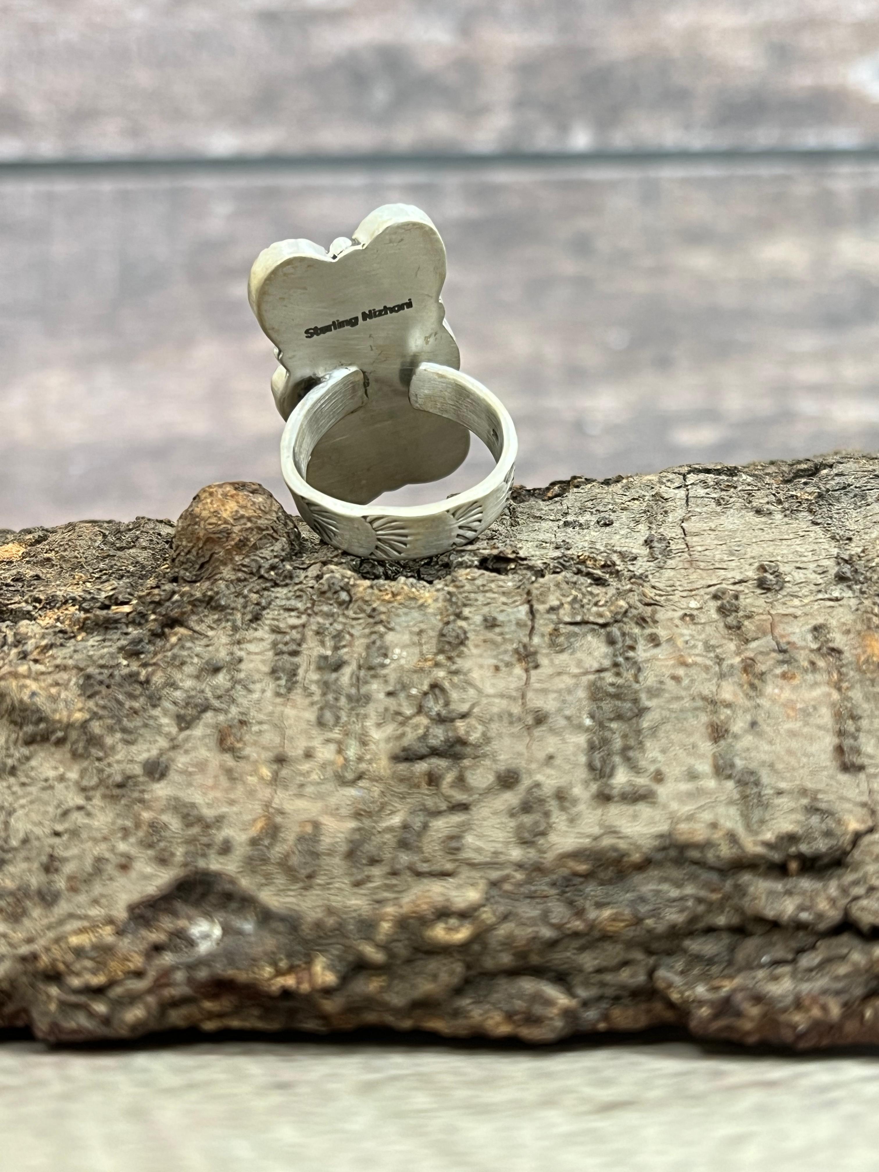 Handmade Sterling Silver Cotton Candy Adjustable Ring Signed Nizhoni (5)