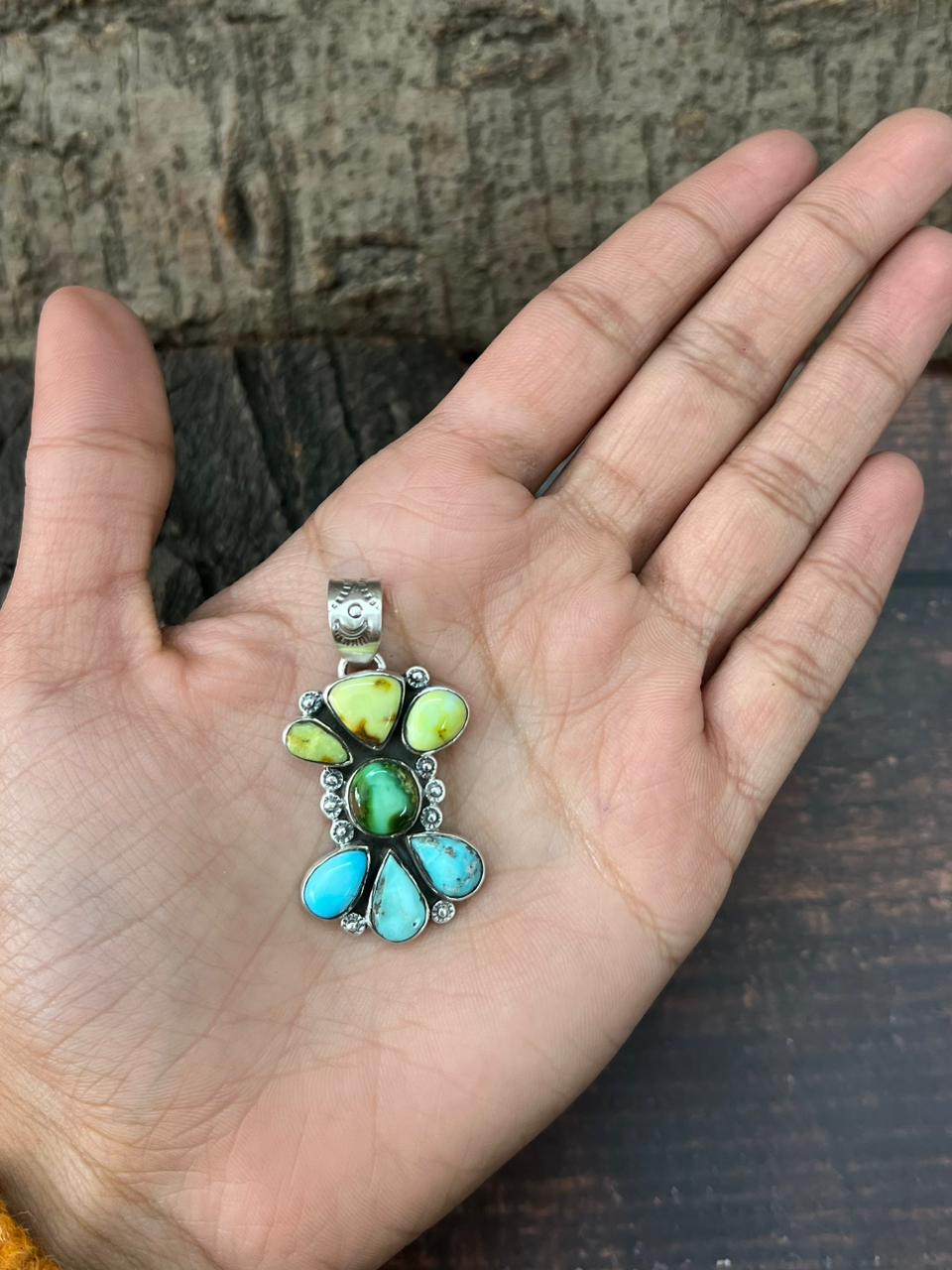 Handmade Sterling Silver Sonoran, White Water, Palomino Pendant "Signed Nizhoni"