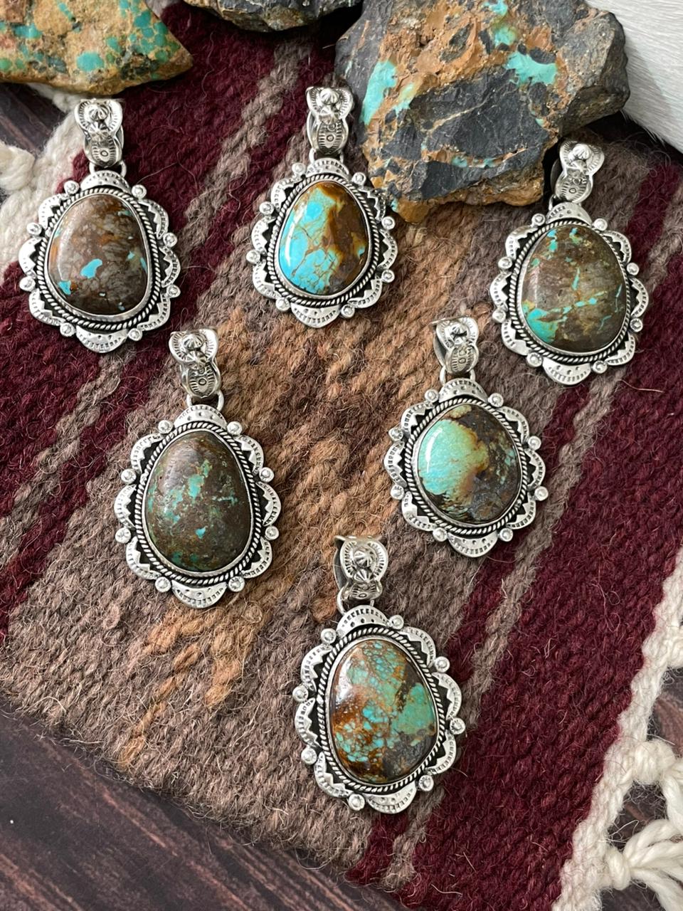 Handmade Sterling Silver Royston Turquoise Pendant "Signed Nizhoni" Leslie’s fav