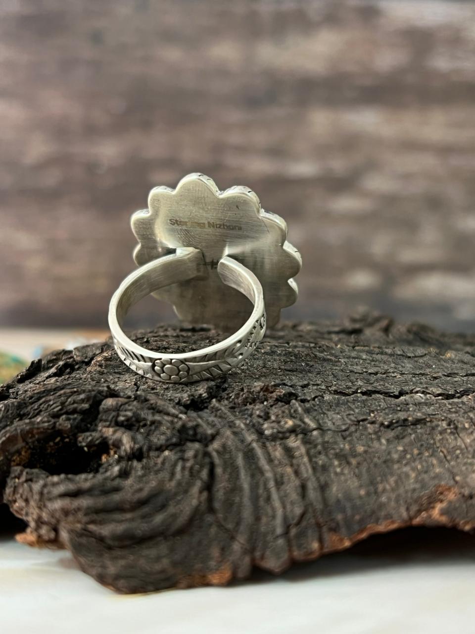 Handmade Sterling Silver Cotton Candy with Palomino Adjustable Ring "Signed Nizhoni"
