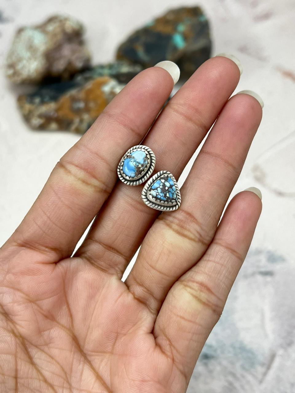 Handmade Sterling Silver Golden Hills Turquoise Adjustable Ring "Signed Nizhoni"