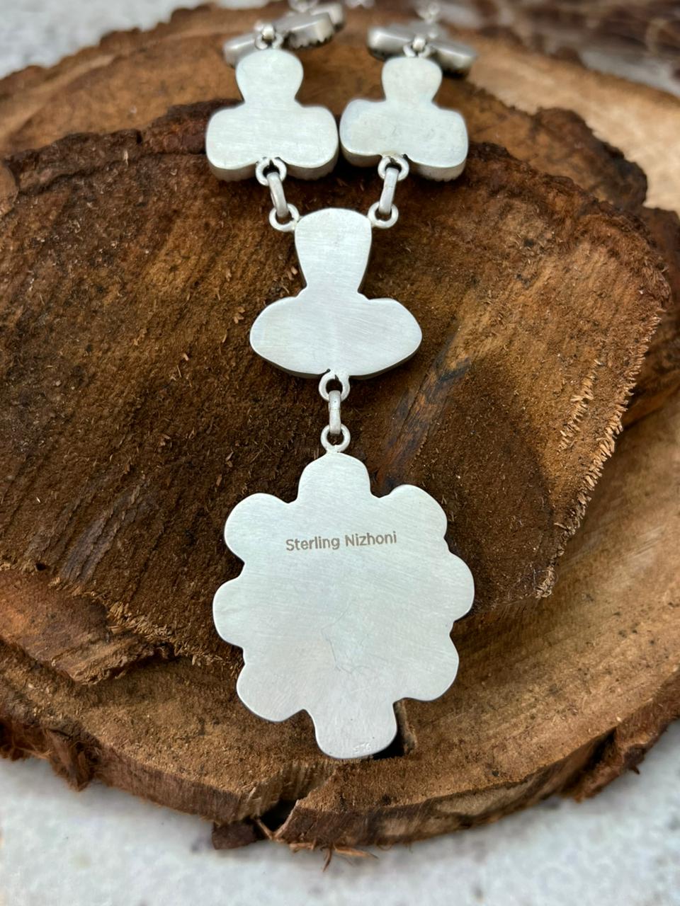 Handmade Sterling Silver White Buffalo Necklace "Signed Nizhoni" (3)