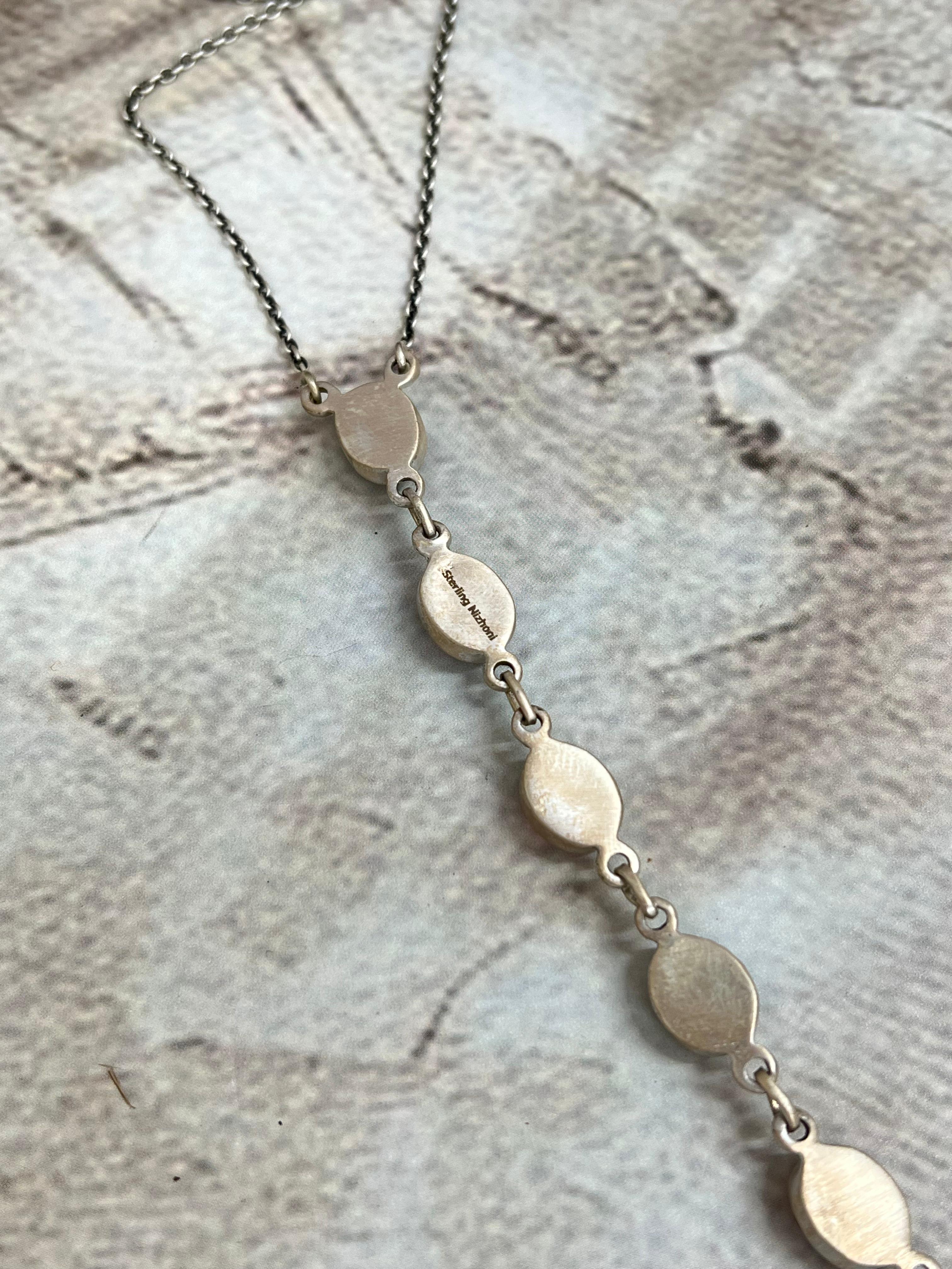 Handmade Sterling Silver Dahlia Rose Necklace with Signed Nizhoni