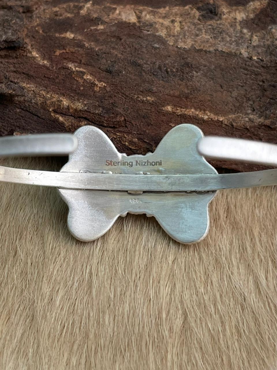 Handmade Sterling Silver Paloma Turquoise Bracelet "Signed Nizhoni"