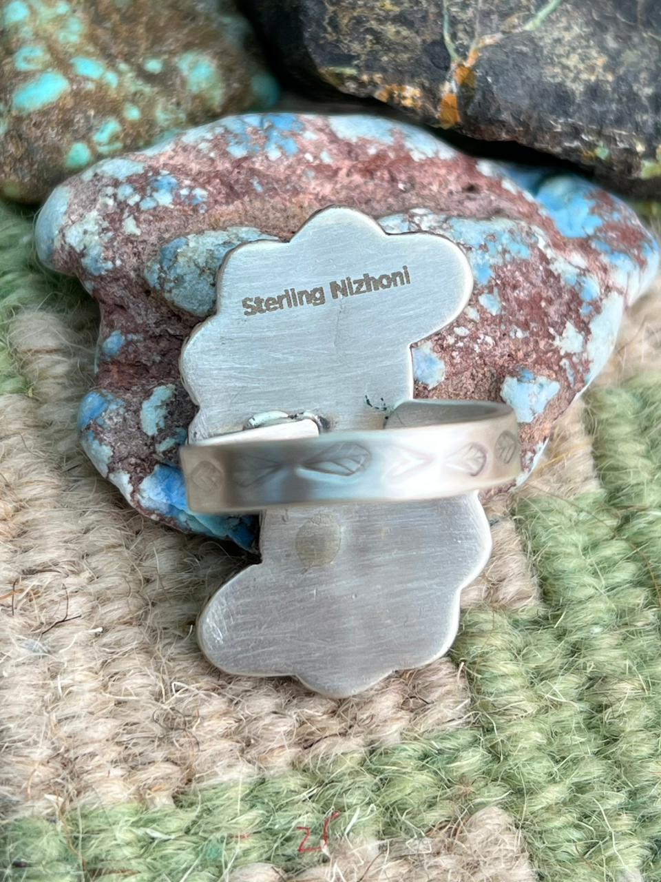 Handmade Sterling Silver Cotton Candy Adjustable Ring "Signed Nizhoni"