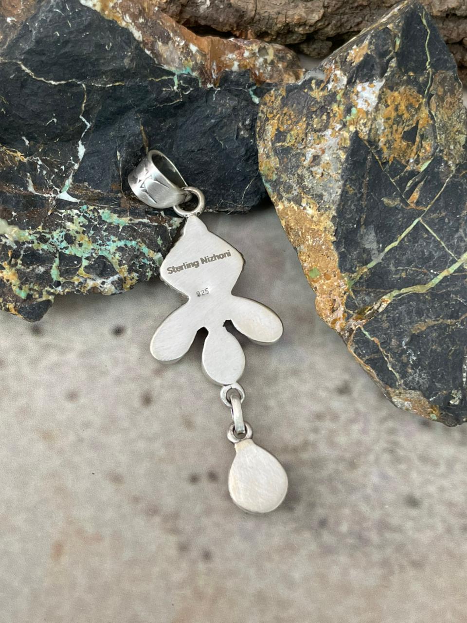 "Heart Collection" Handmade Sterling Silver Hot Pink Pendant "Signed Nizhoni"