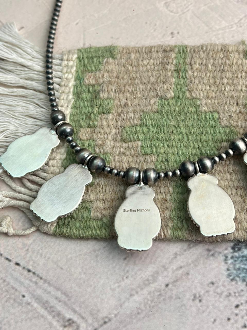 Handmade Sterling Silver Beaded Cherry Blossom Necklace "Signed Nizhoni"