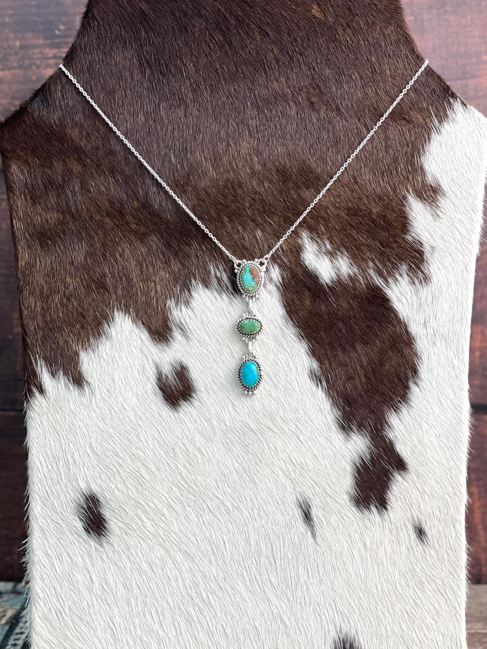 Handmade Sterling Silver Sonoran Mountain Turquoise Necklace "Signed Nizhoni"