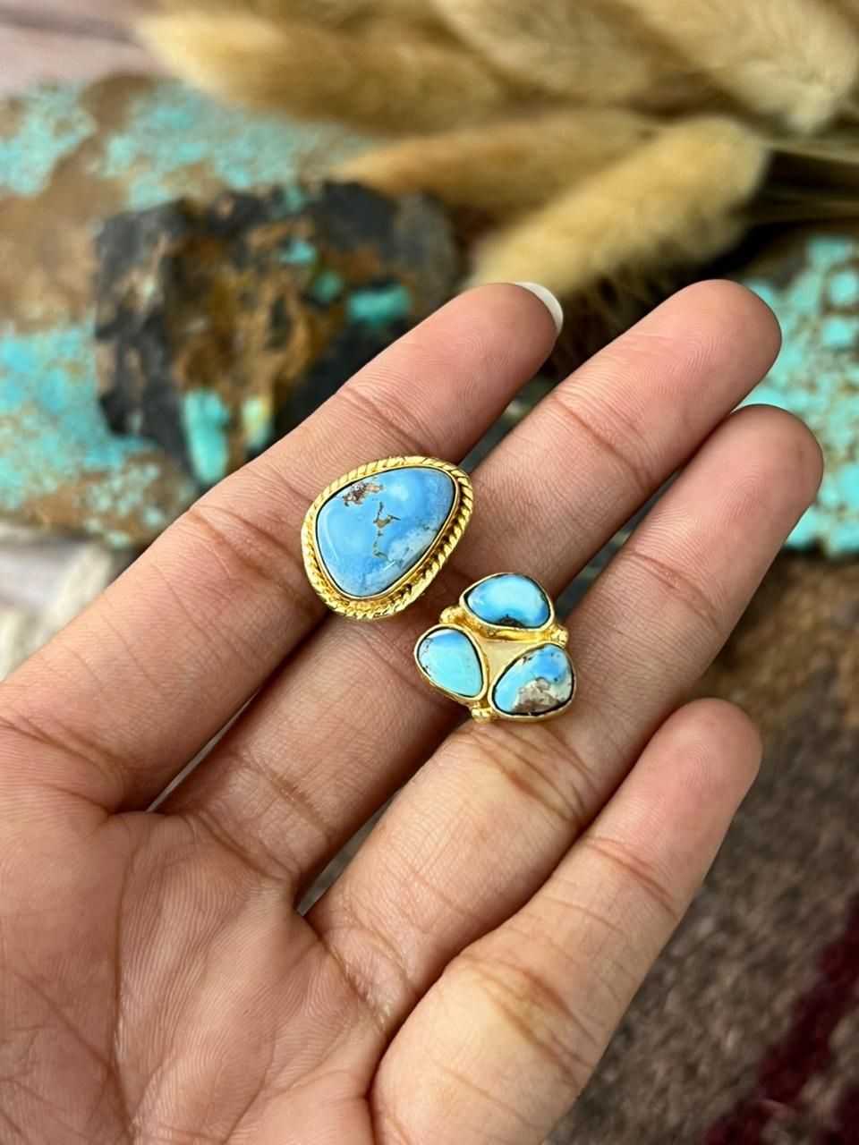 “The Golden Collection” Natural Golden Hills Turquoise Adjustable Ring