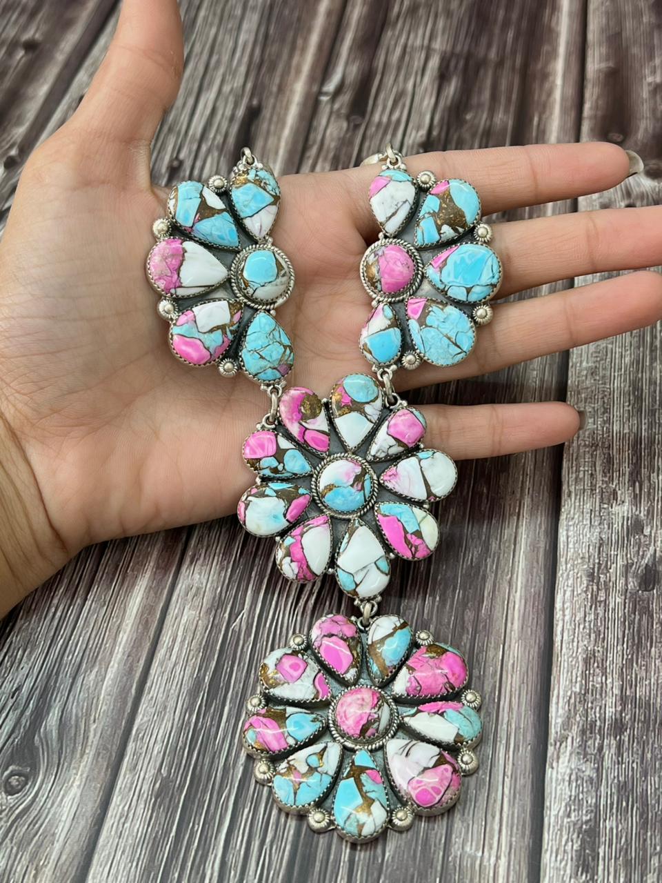 Handmade Sterling Silver Cotton Candy Necklace "Signed Nizhoni"