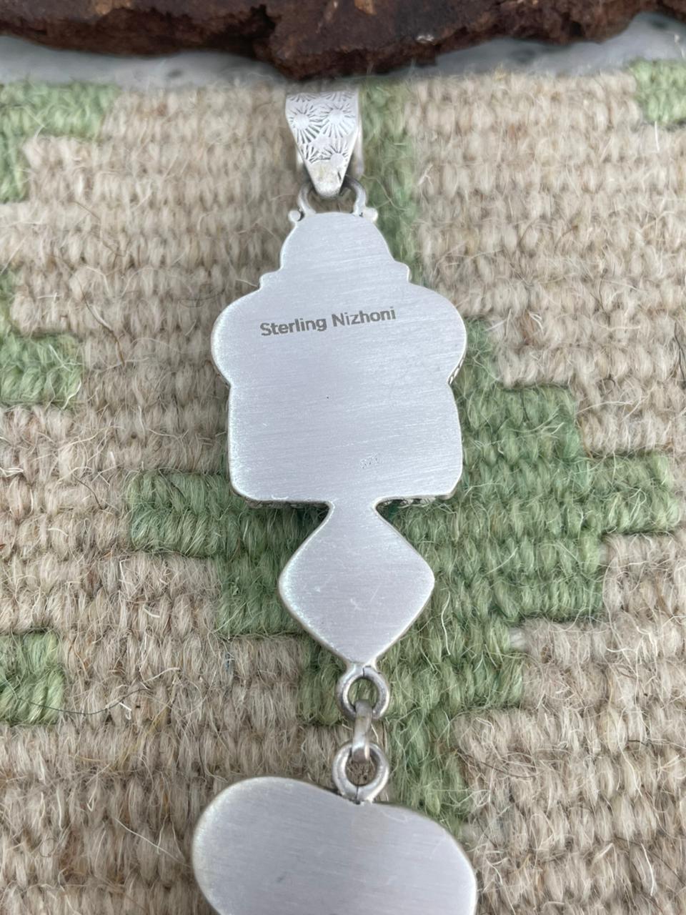 Handmade Sterling Silver White Buffalo Pendant "Signed Nizhoni"