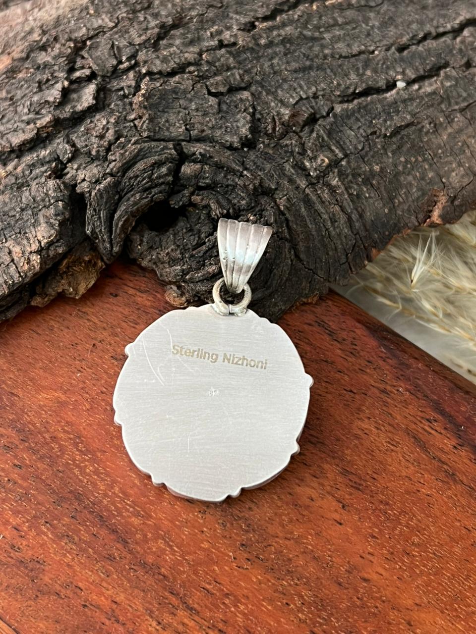 Handmade Sterling Silver Sierra Bella with Palomino Turquoise Collection: Pendant "Signed Nizhoni"