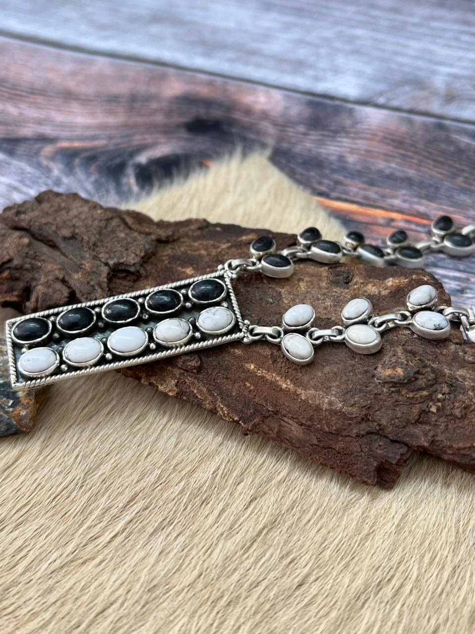 Handmade Sterling Silver White Buffalo Necklace "Signed Nizhoni"