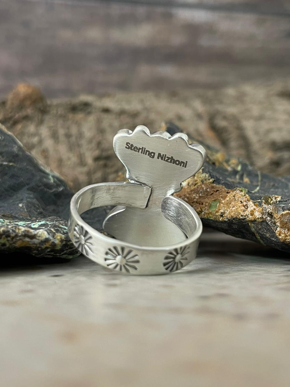 "Heart Collection" Handmade Sterling Silver Hot Pink Adjustable Ring "Signed Nizhoni"