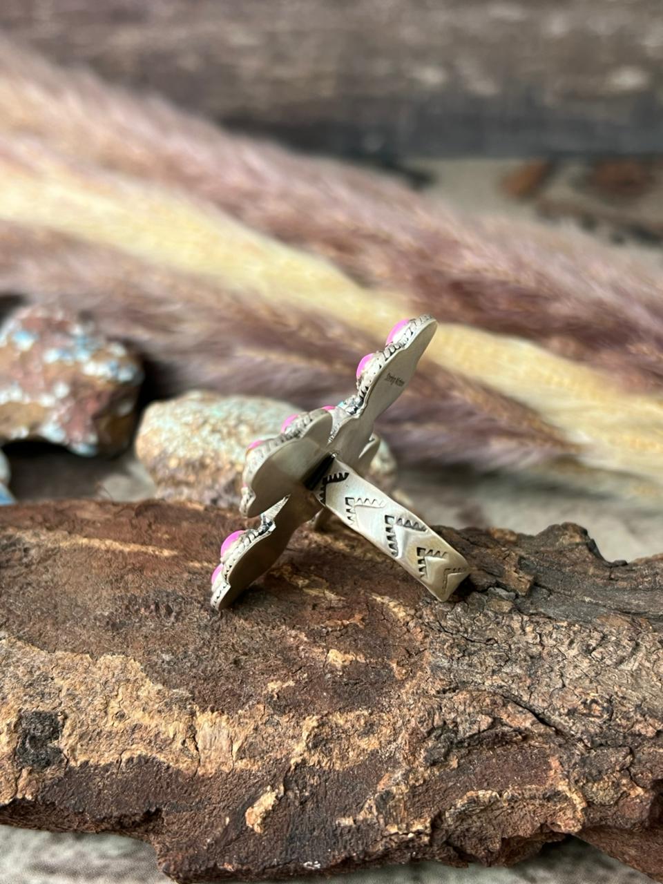 Handmade Sterling Silver Cotton Candy Adjustable Ring "Signed Nizhoni"