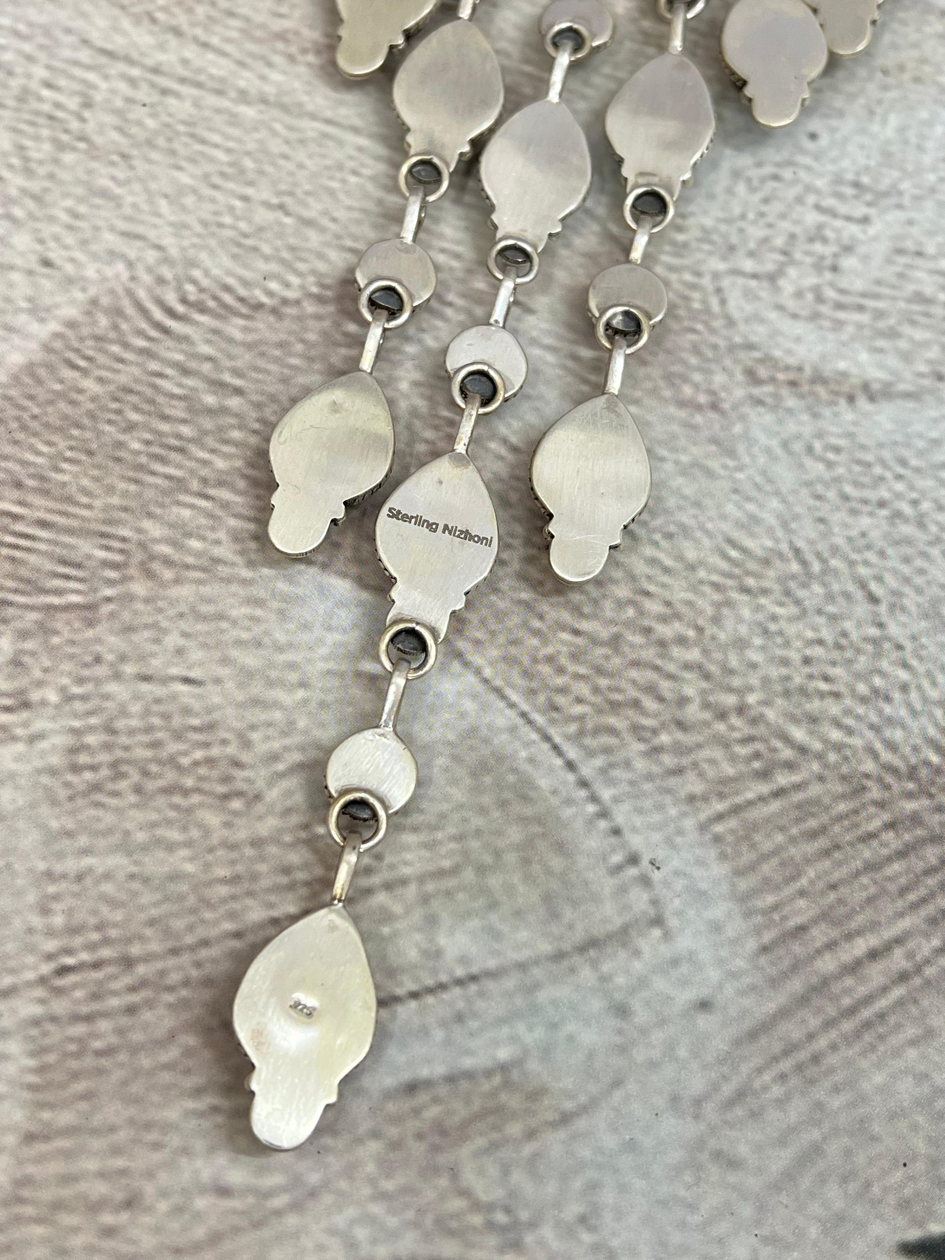 Handmade Sterling Silver Grape Dahlia Necklace with Signed Nizhoni