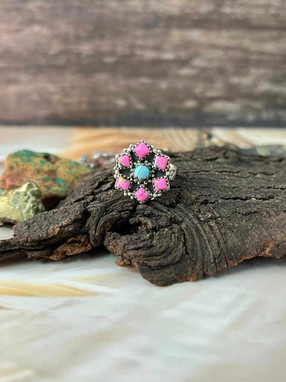 Handmade Sterling Silver Cotton Candy Adjustable Ring "Signed Nizhoni"