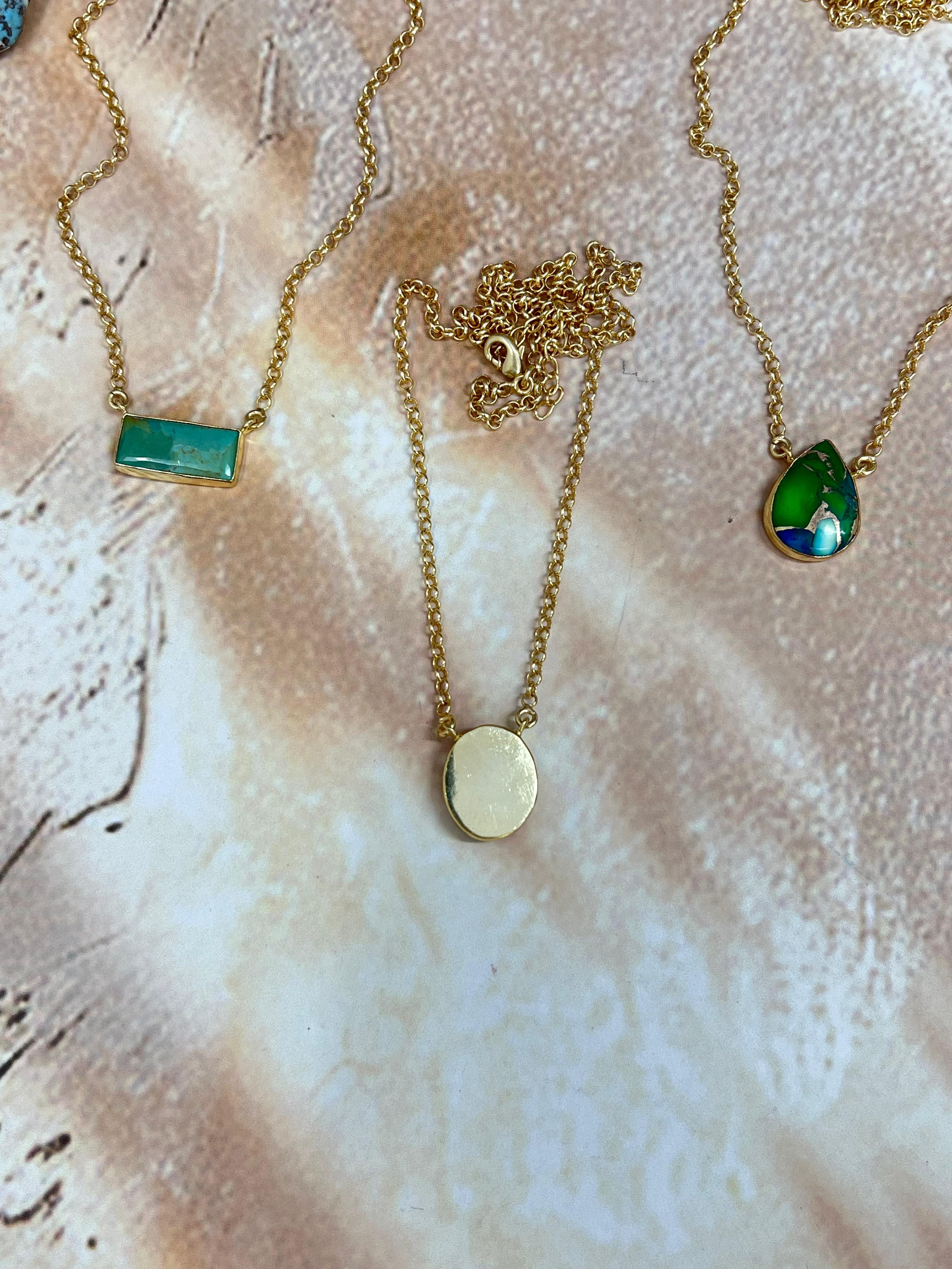 “The Golden Collection” Natural White Buffalo, Peacock Dahlia, Kingman Turquoise Necklace