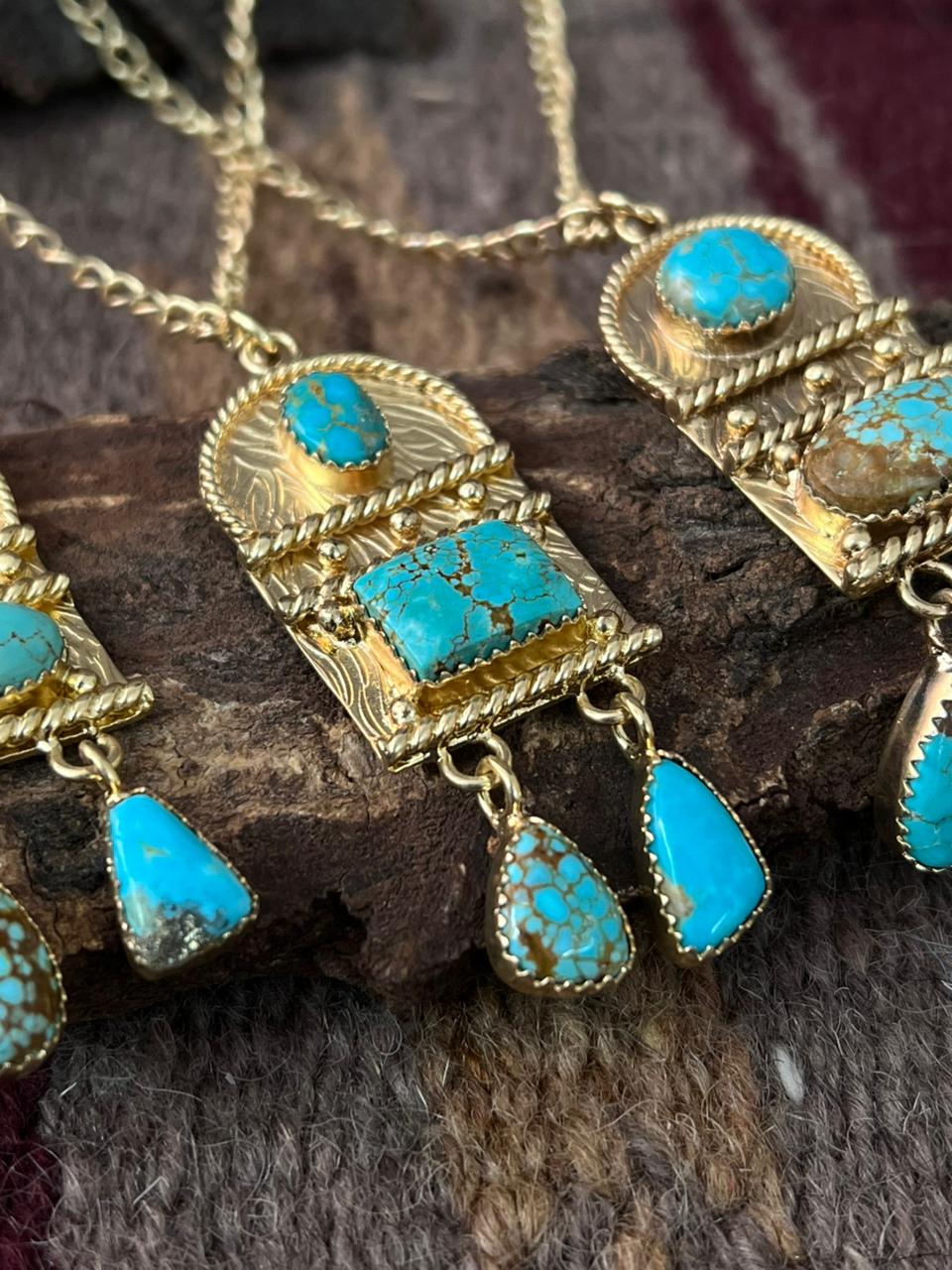 “The Golden Collection” Handmade Number 8 Turquoise with Gold Necklace