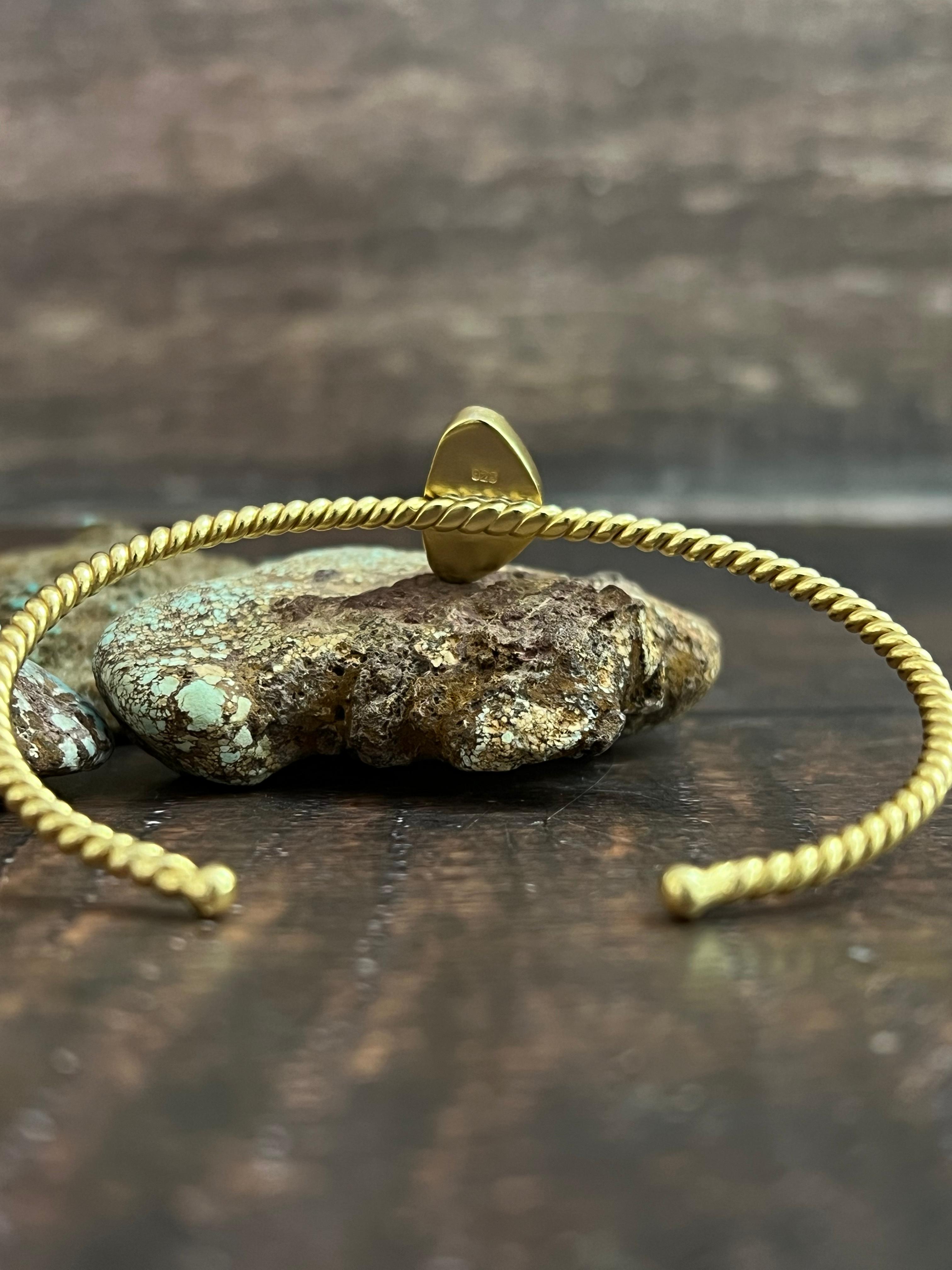 “The Golden Collection” Handmade Gold Plated Sterling Silver Natural Sonoran Mountain Turquoise Bracelet