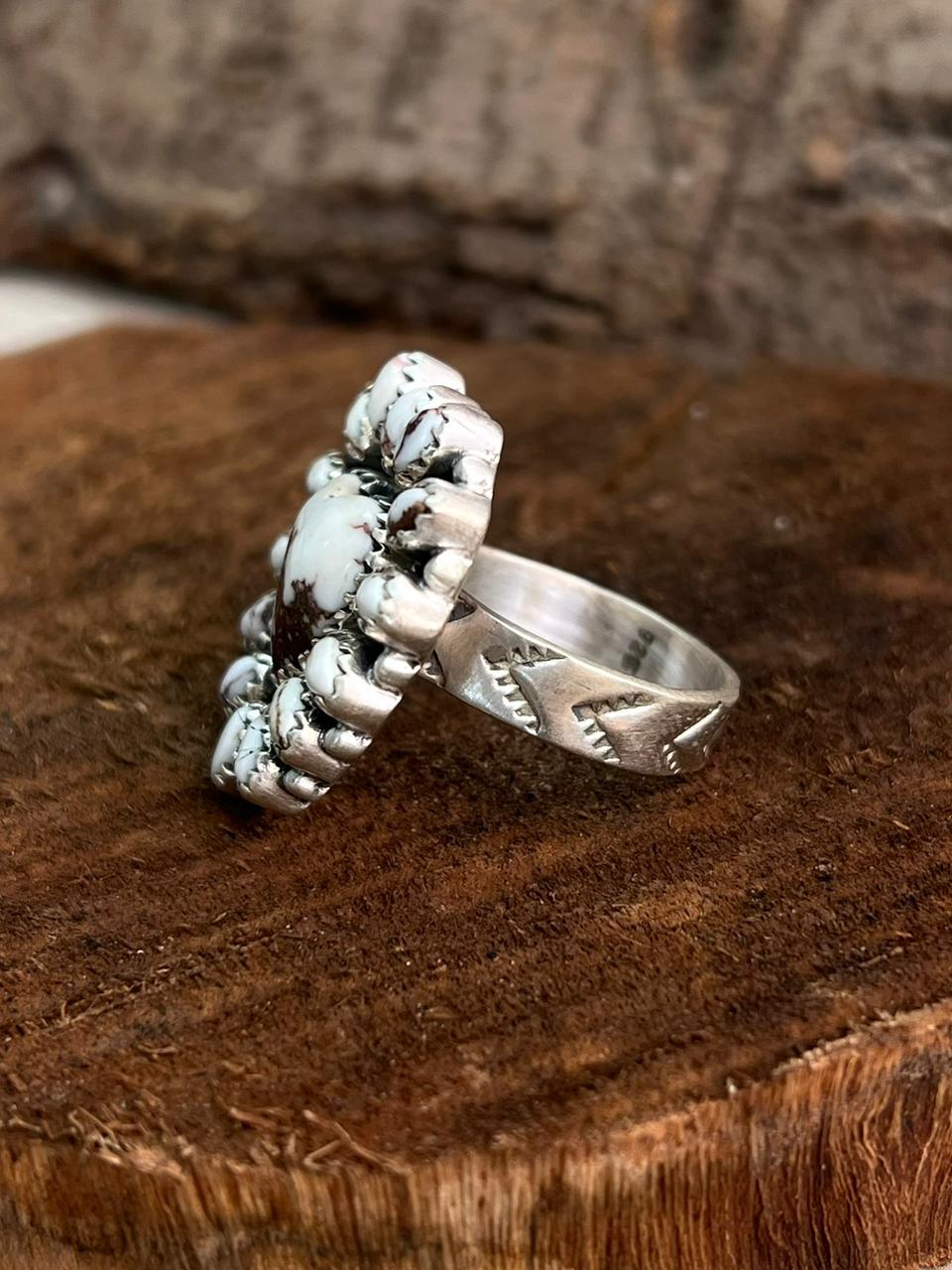 Handmade Sterling Silver Wildhorse Magnesite Adjustable Ring "Signed Nizhoni"