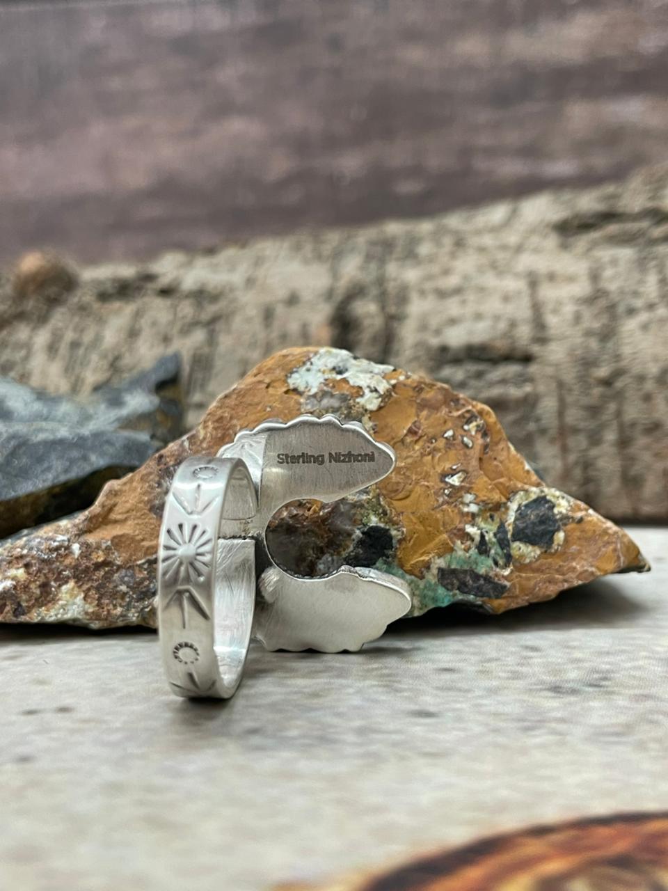 "Heart Collection" Handmade Sterling Silver Cotton Candy Adjustable Ring "Signed Nizhoni"