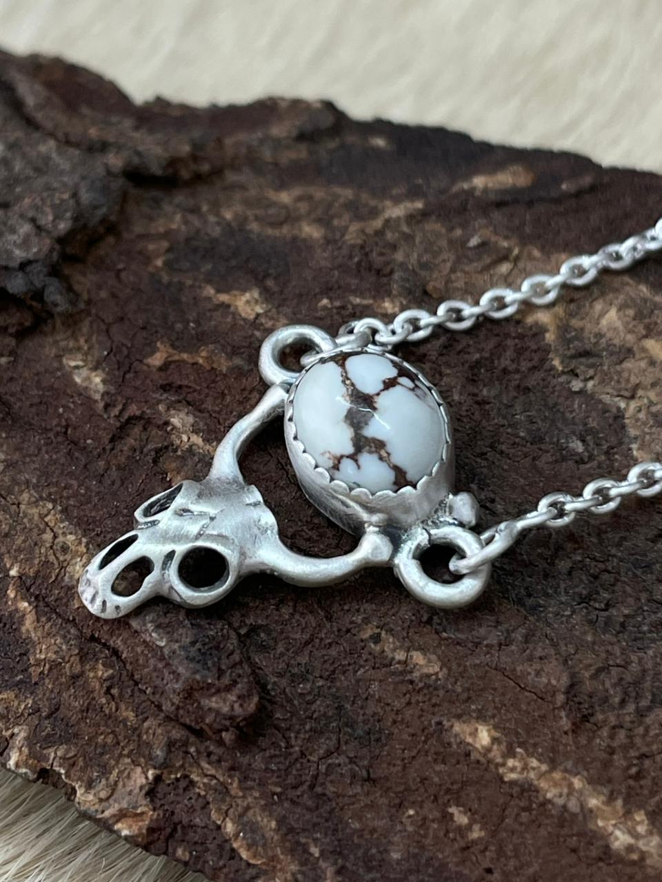 Handmade Sterling Silver Wildhorse Magnesite Necklace "Signed Nizhoni"