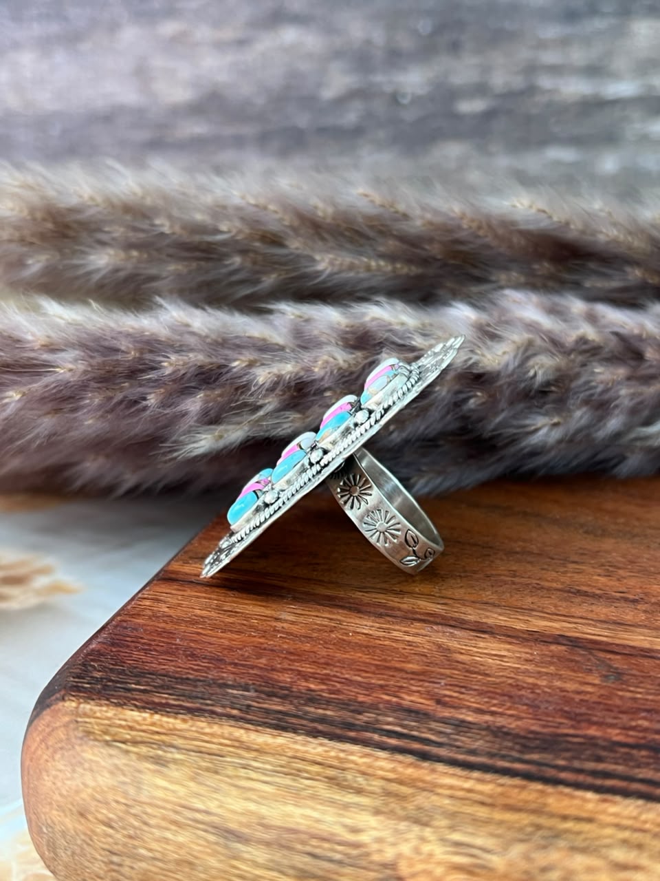 Handmade Sterling Silver Cotton Candy Adjustable Ring Signed Nizhoni