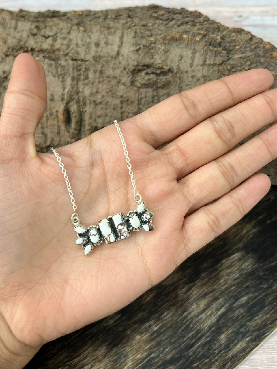 Handmade Sterling Silver Wildhorse Magnesite Necklace "Signed Nizhoni"