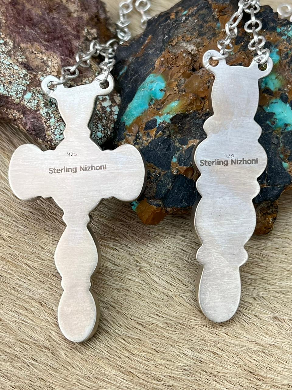 Handmade Sterling Silver Arizona Blue Turquoise Necklace "Signed Nizhoni"