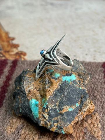 Handmade Sterling Silver Golden Hills Turquoise Ring "Signed Nizhoni"