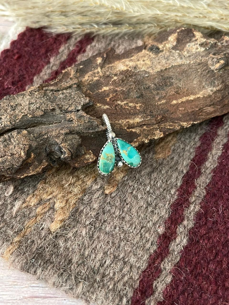 Handmade Sterling Silver Kingman Turquoise Hat Pin "Signed Nizhoni"
