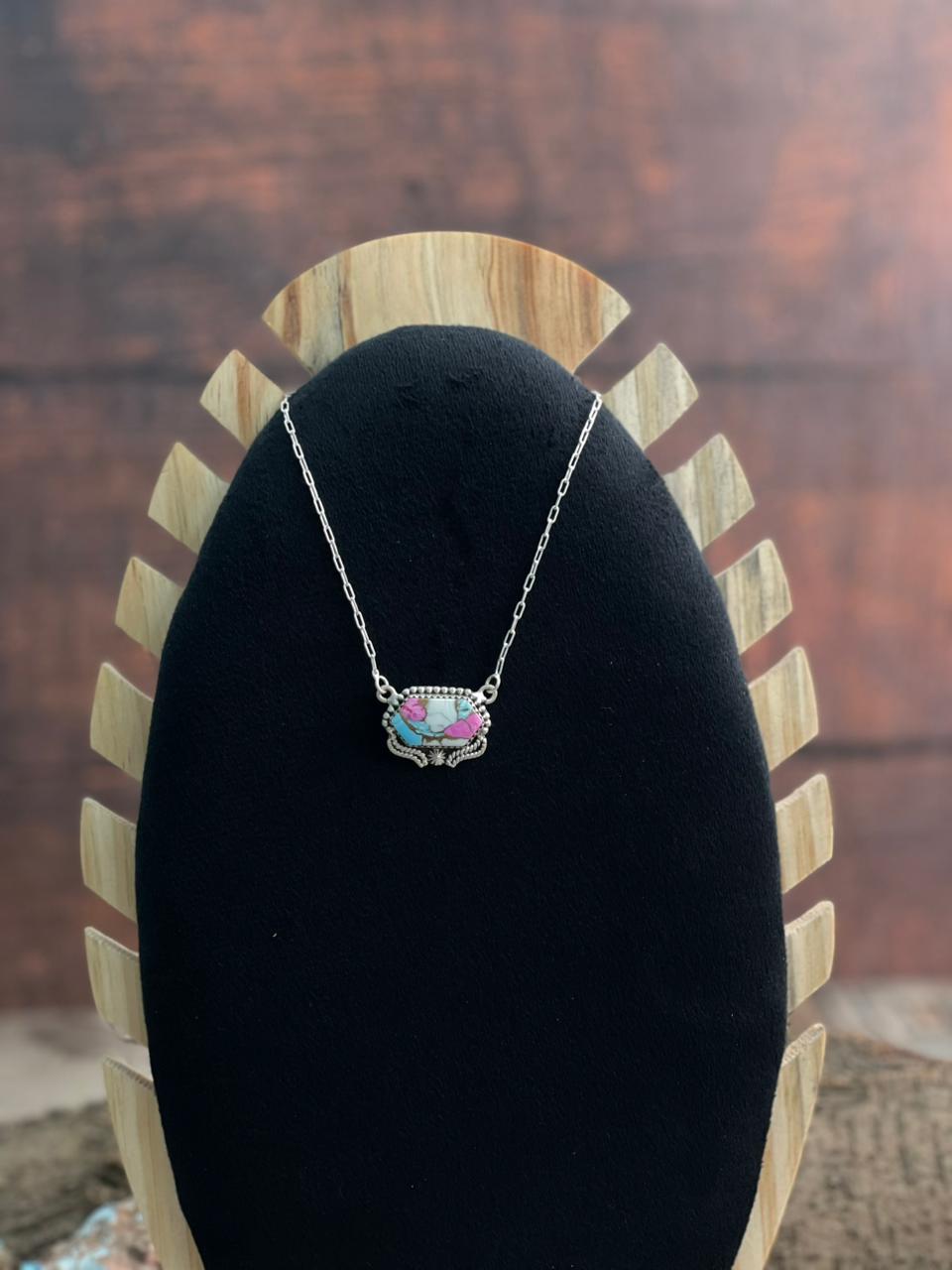 Handmade Sterling Silver Cotton Candy Necklace "Signed Nizhoni"