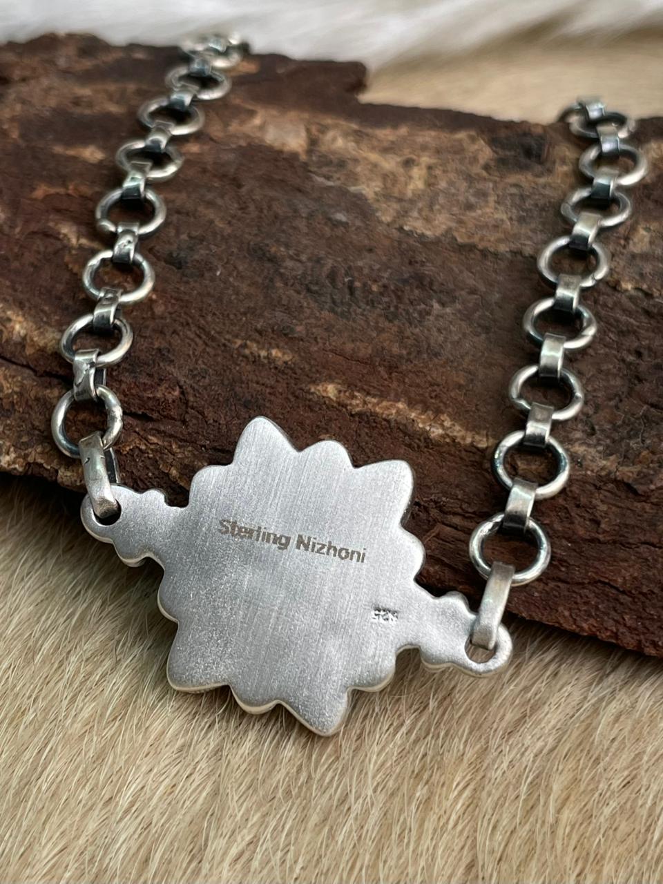 Handmade Sterling Silver Kingman Turquoise Bracelet "Signed Nizhoni"