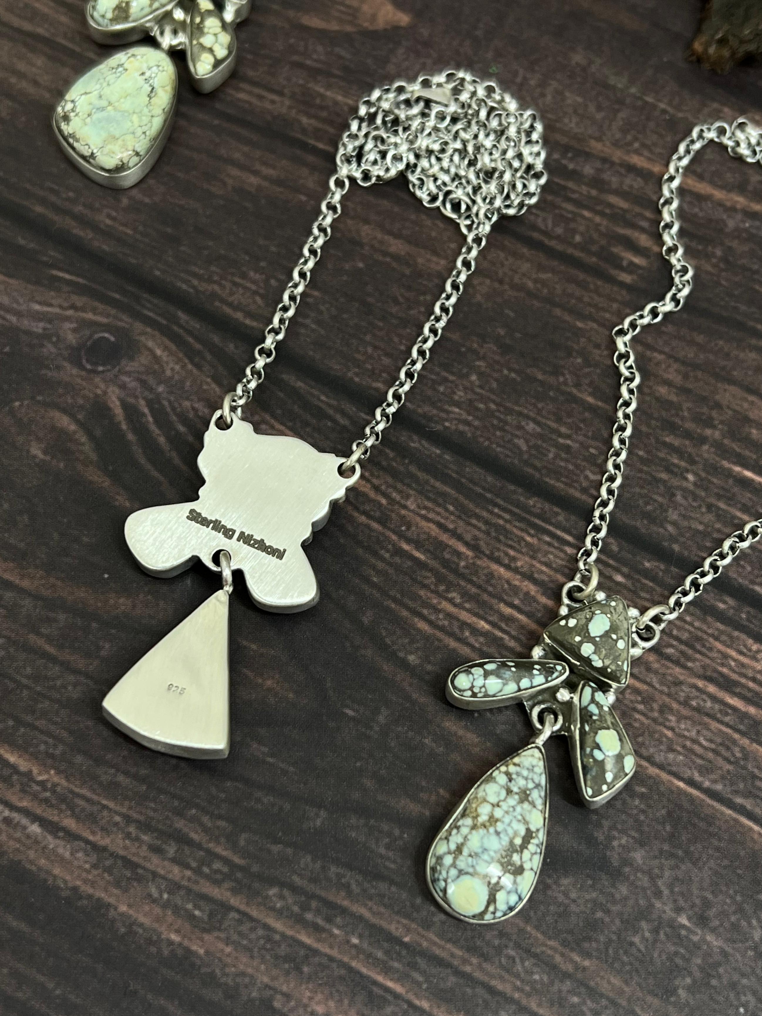 Handmade Sterling Silver Starfox Variscite Necklace Signed Nizhoni