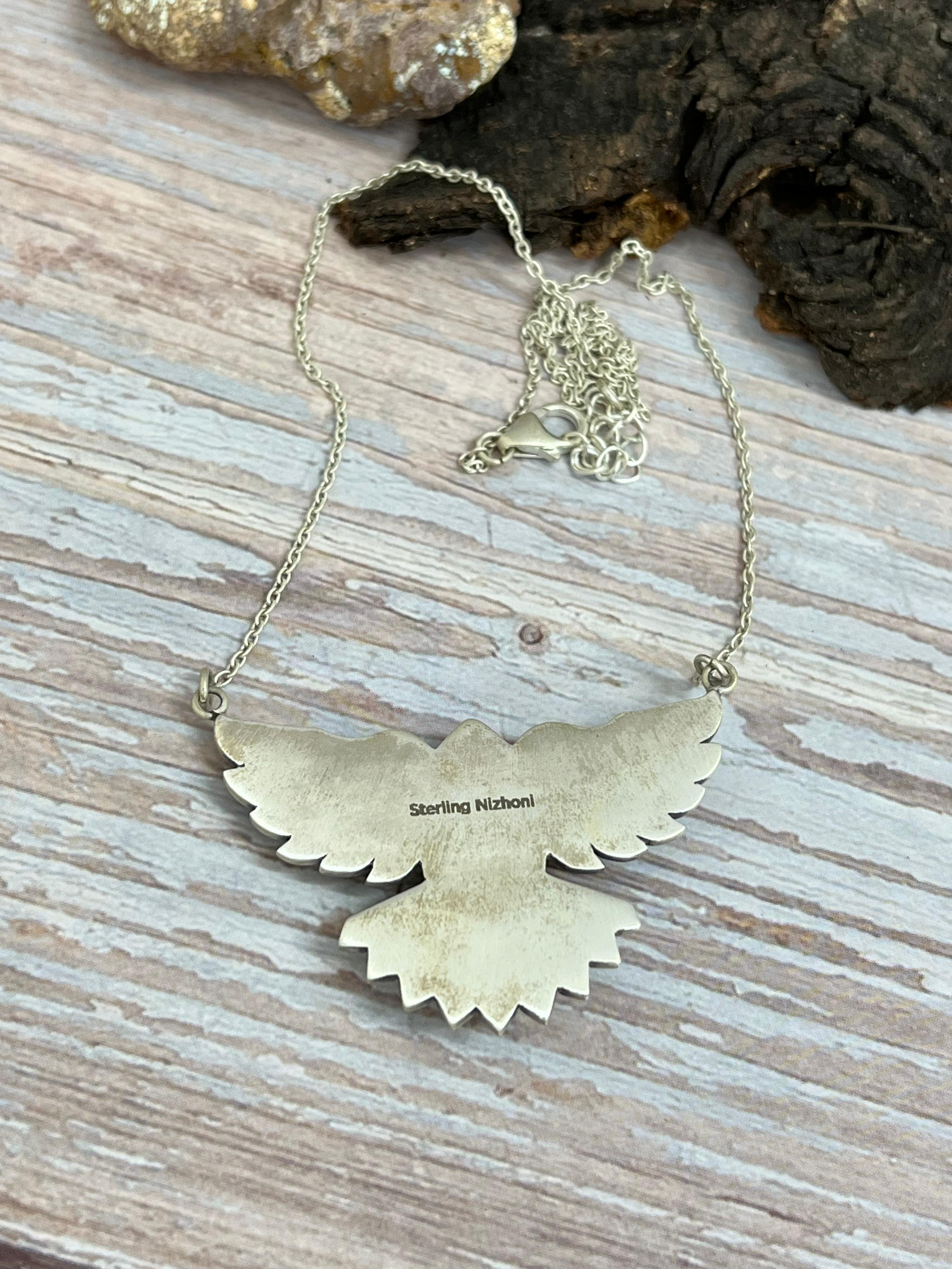 Handmade Sterling Silver Honey Dahlia Necklace with Signed Nizhoni