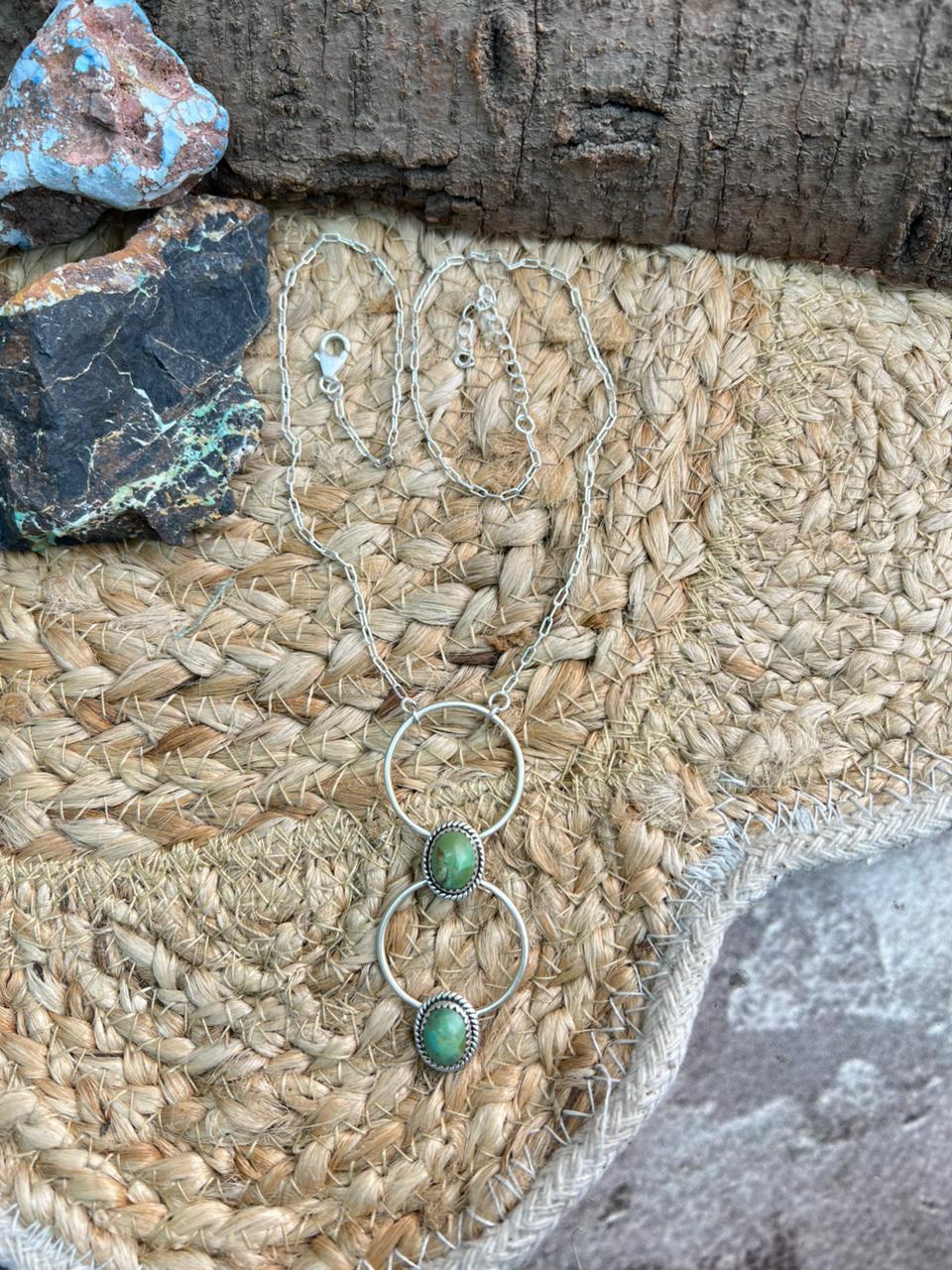 Handmade Sterling Silver Kingman Turquoise Necklace "Signed Nizhoni"