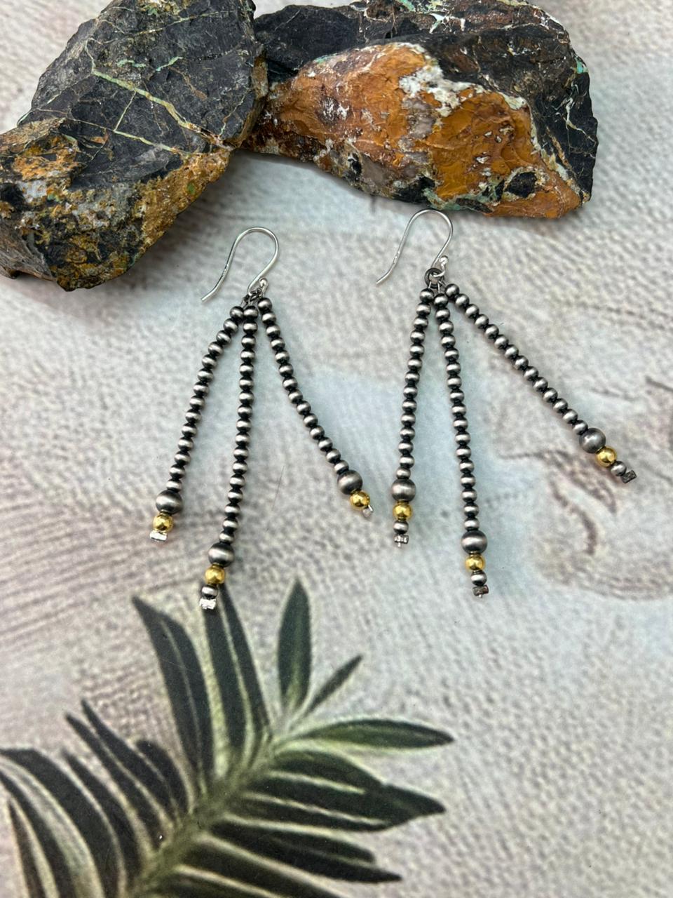 Handmade Sterling Silver Beaded Hook Dangle Earrings