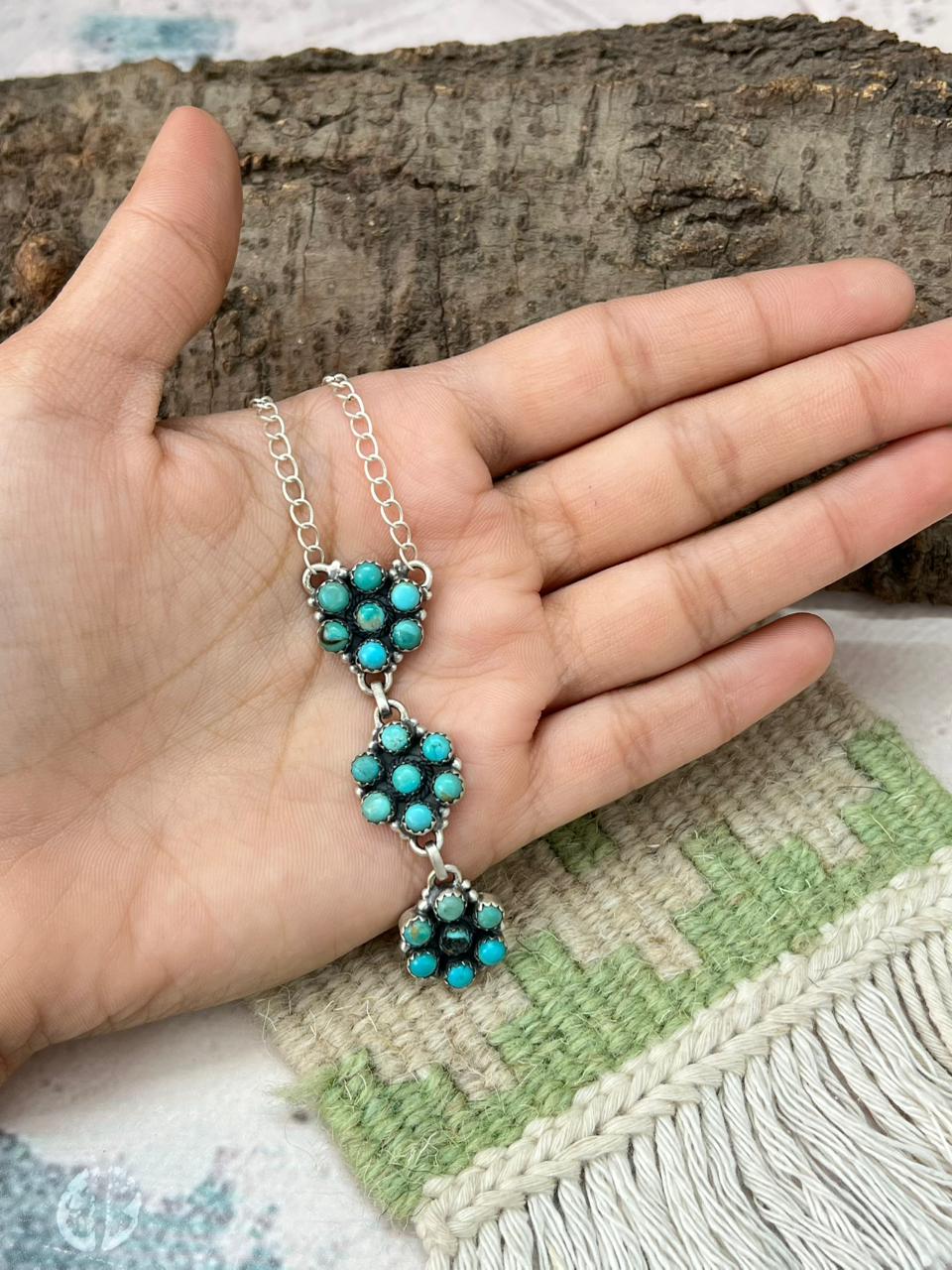 Handmade Sterling Silver Kingman Turquoise Necklace "Signed Nizhoni"