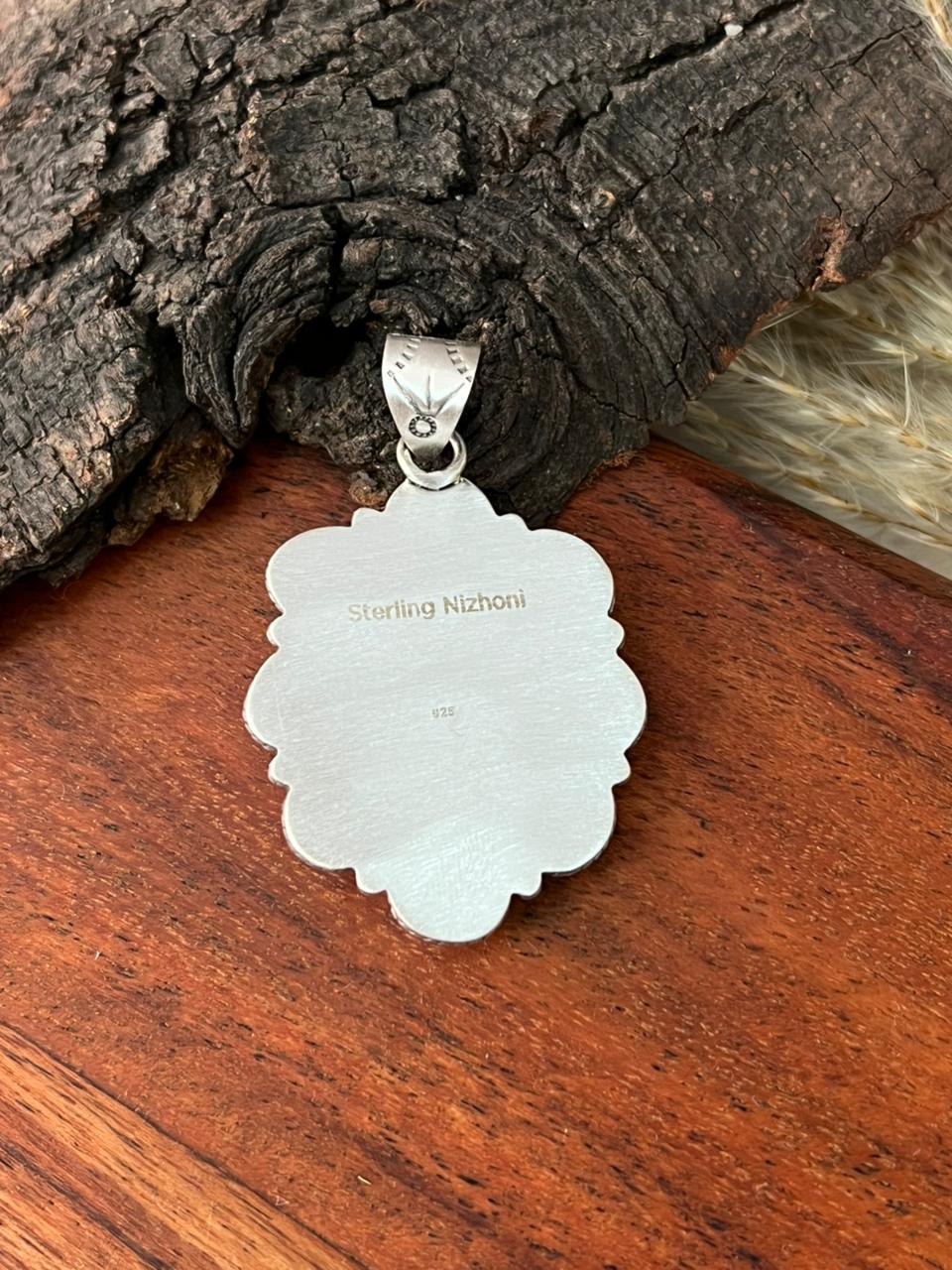 Handmade Sterling Silver Sierra Bella with Palomino Turquoise Collection: Pendant "Signed Nizhoni"