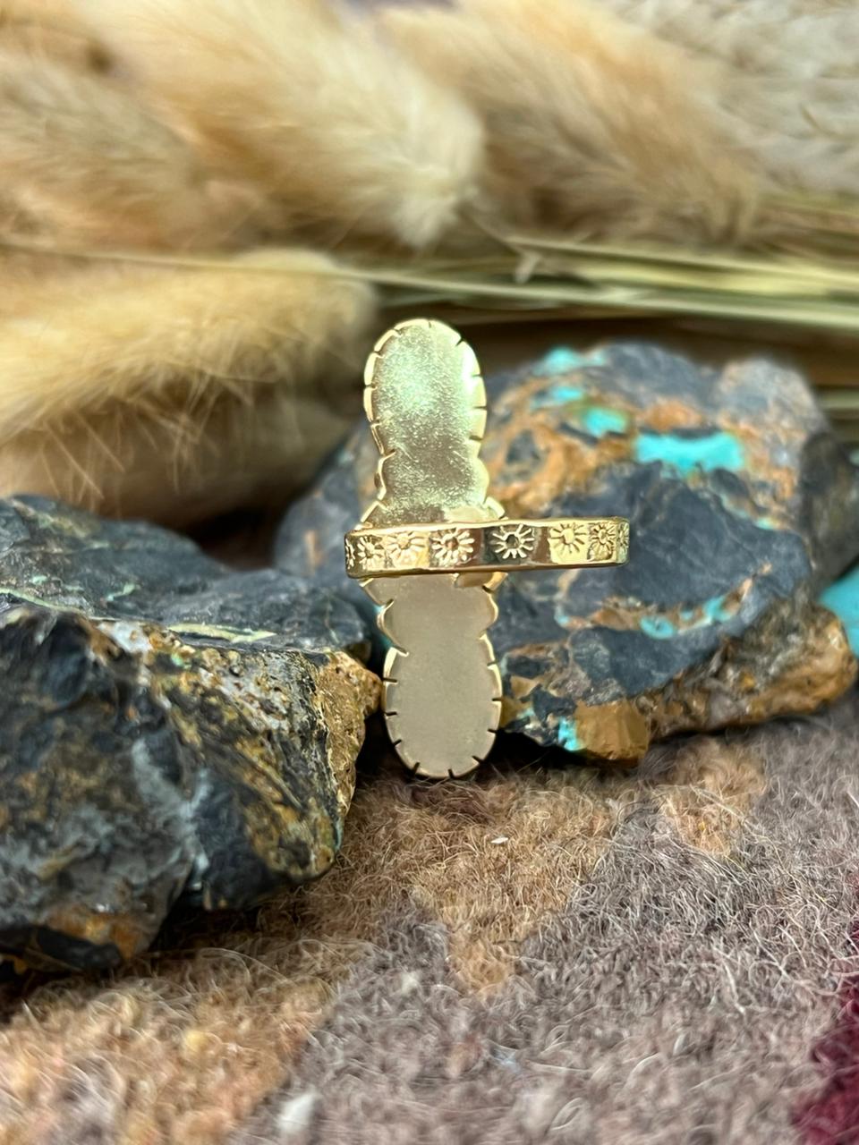 “The Golden Collection” Natural Golden Hills Turquoise Adjustable Ring