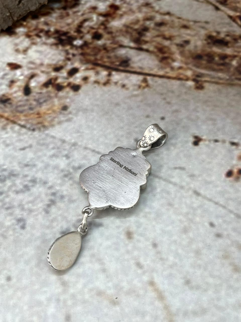 Handmade Sterling Silver Kingman Turquoise Pendant "Signed Nizhoni"