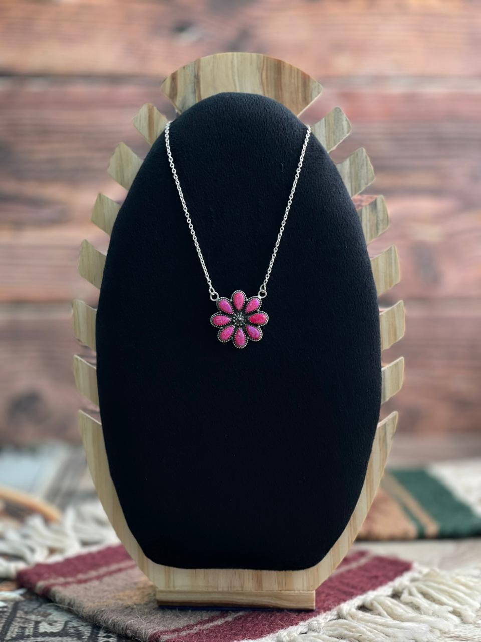 Handmade Sterling Silver Hot Pink Necklace "Signed Nizhoni"