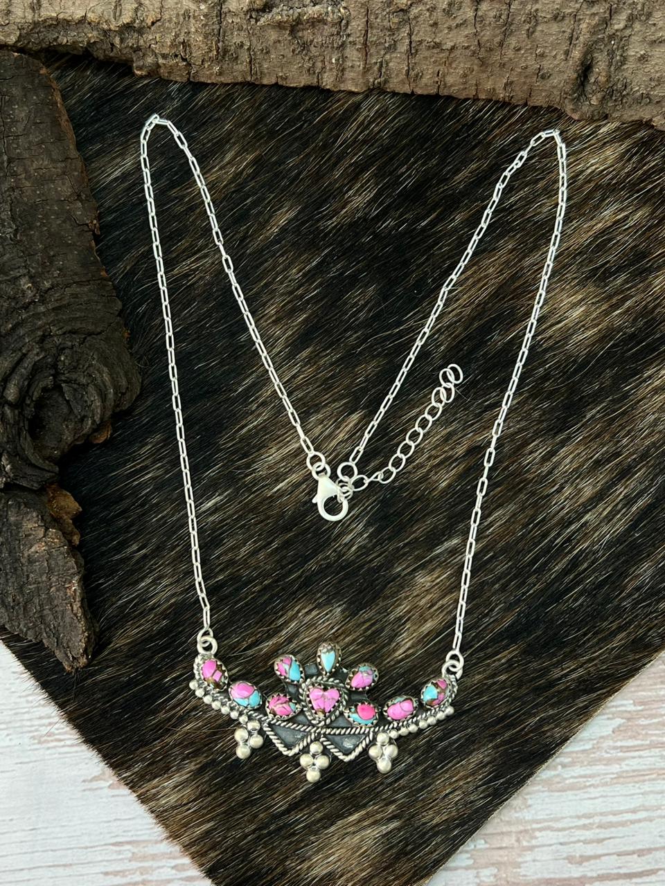 Handmade Sterling Silver Cotton Candy Necklace "Signed Nizhoni"