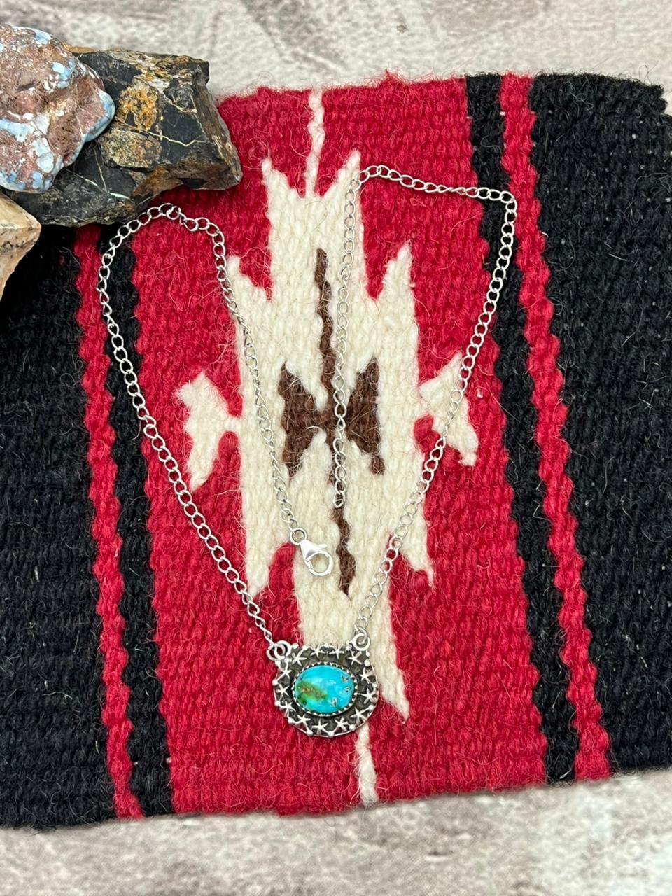 Handmade Sterling Silver Sonoran Mountain Turquoise Necklace "Signed Nizhoni"