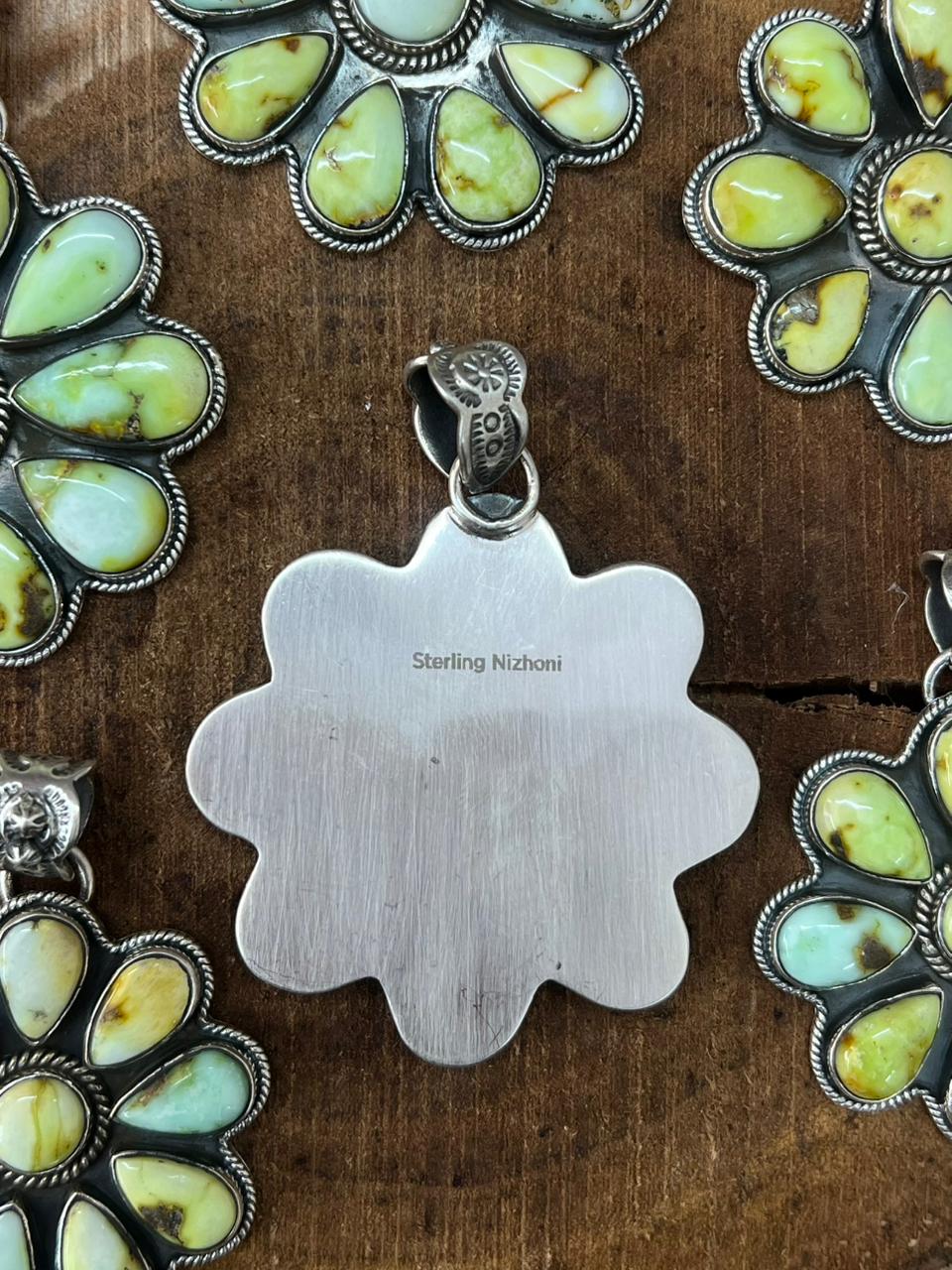 Handmade Sterling Silver Palomino Turquoise Pendant "Signed Nizhoni"