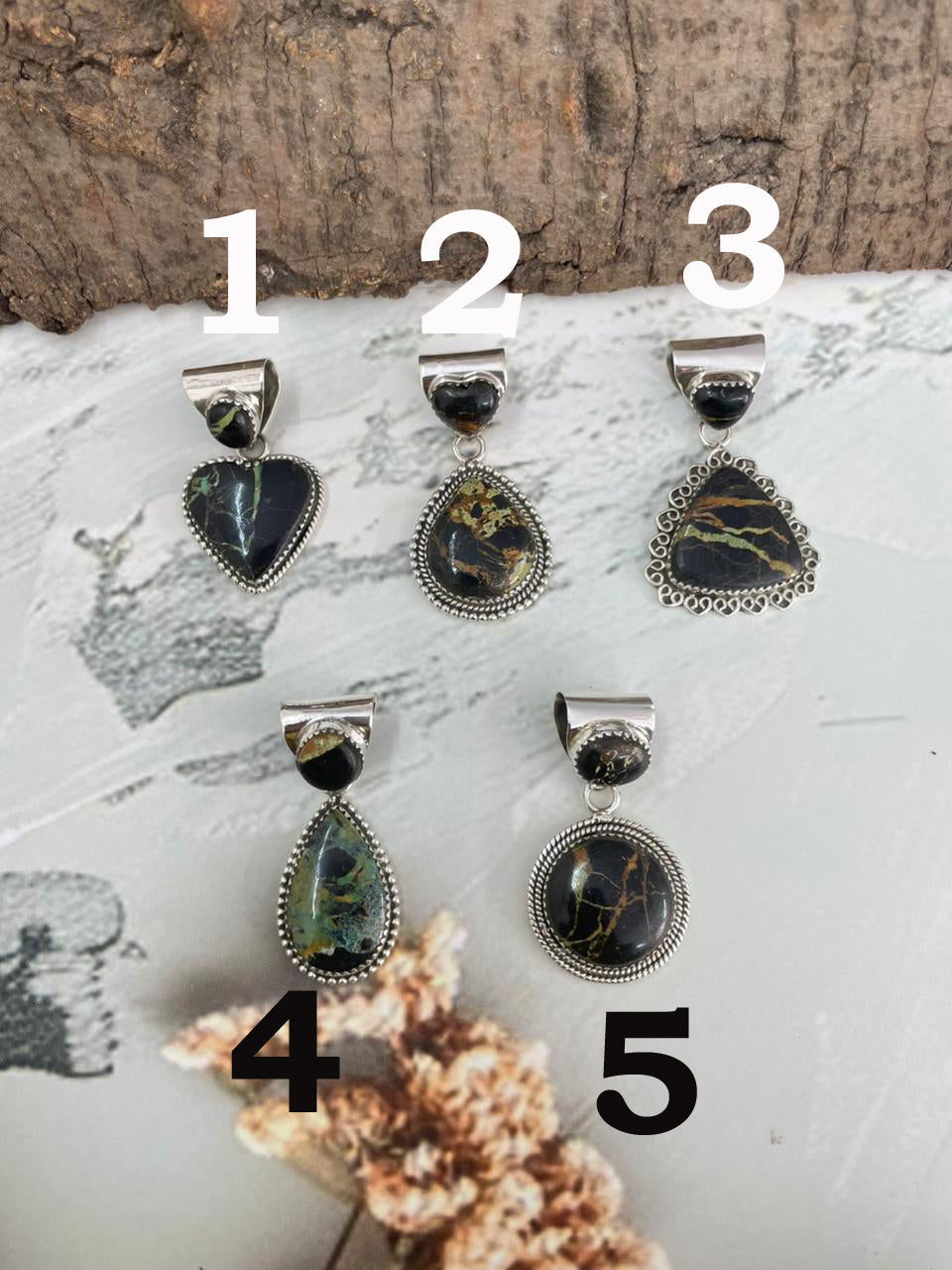 Handmade Sterling Silver Blackjack Turquoise Pendant "Signed Nizhoni"