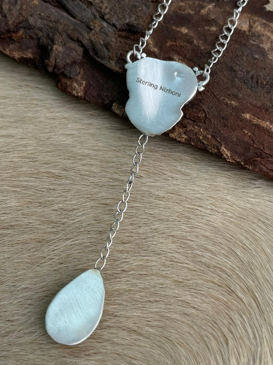 Handmade Sterling Silver Palomino Turquoise Necklace "Signed Nizhoni"