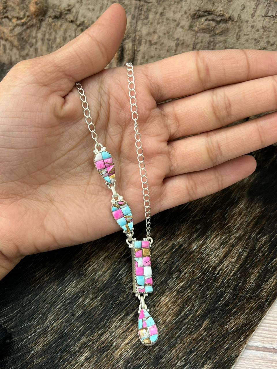 Handmade Sterling Silver Cotton Candy Necklace "Signed Nizhoni"