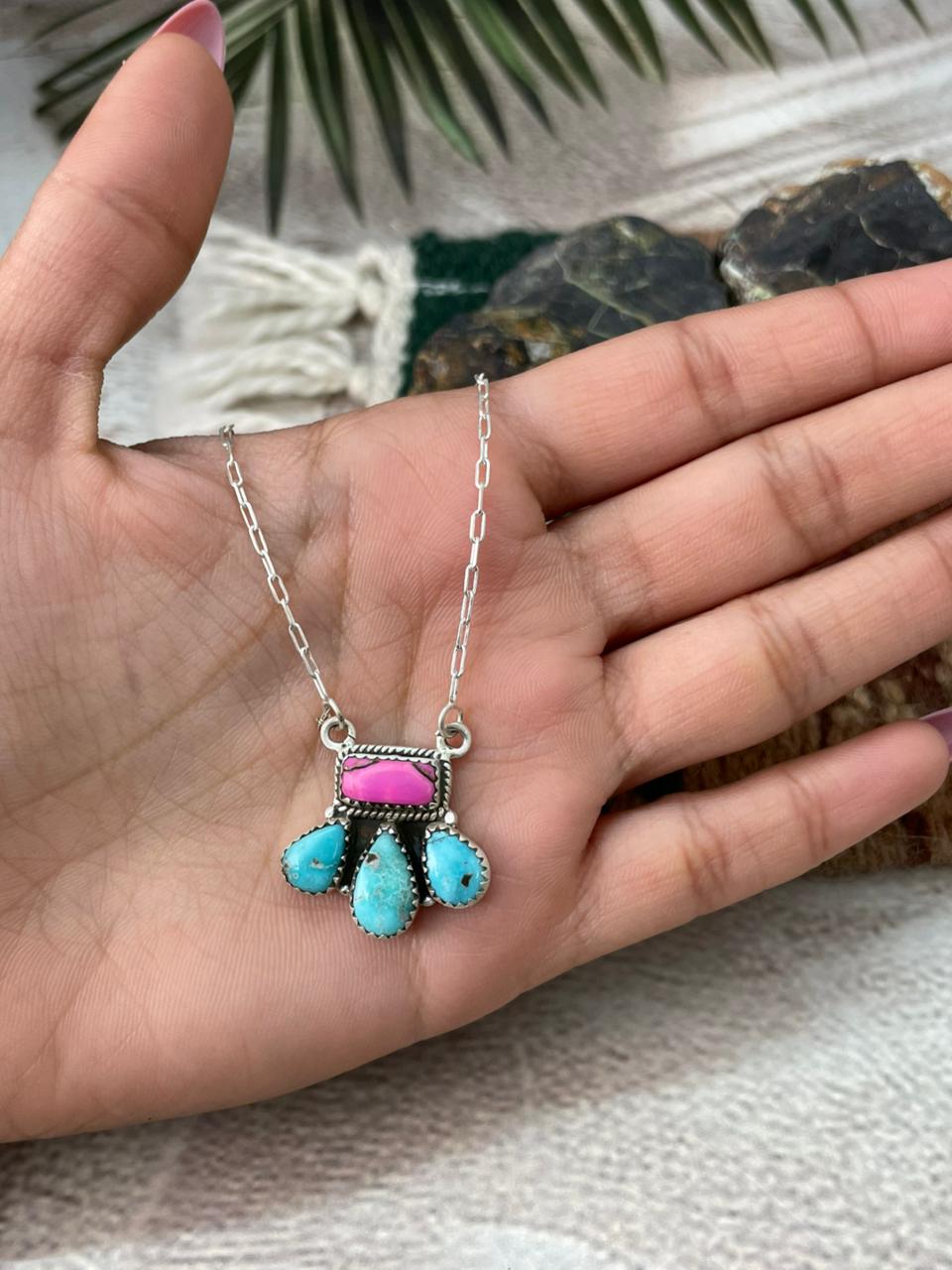 Handmade Sterling Silver Cotton Candy Necklace "Signed Nizhoni"